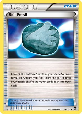Sail Fossil 98/111 - XY  Furious Fists Reverse Holofoil