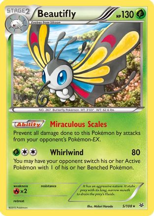 Beautifly 5/108 - XY  Roaring Skies Reverse Holofoil