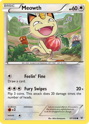 Meowth 67/108 - XY  Roaring Skies Reverse Holofoil